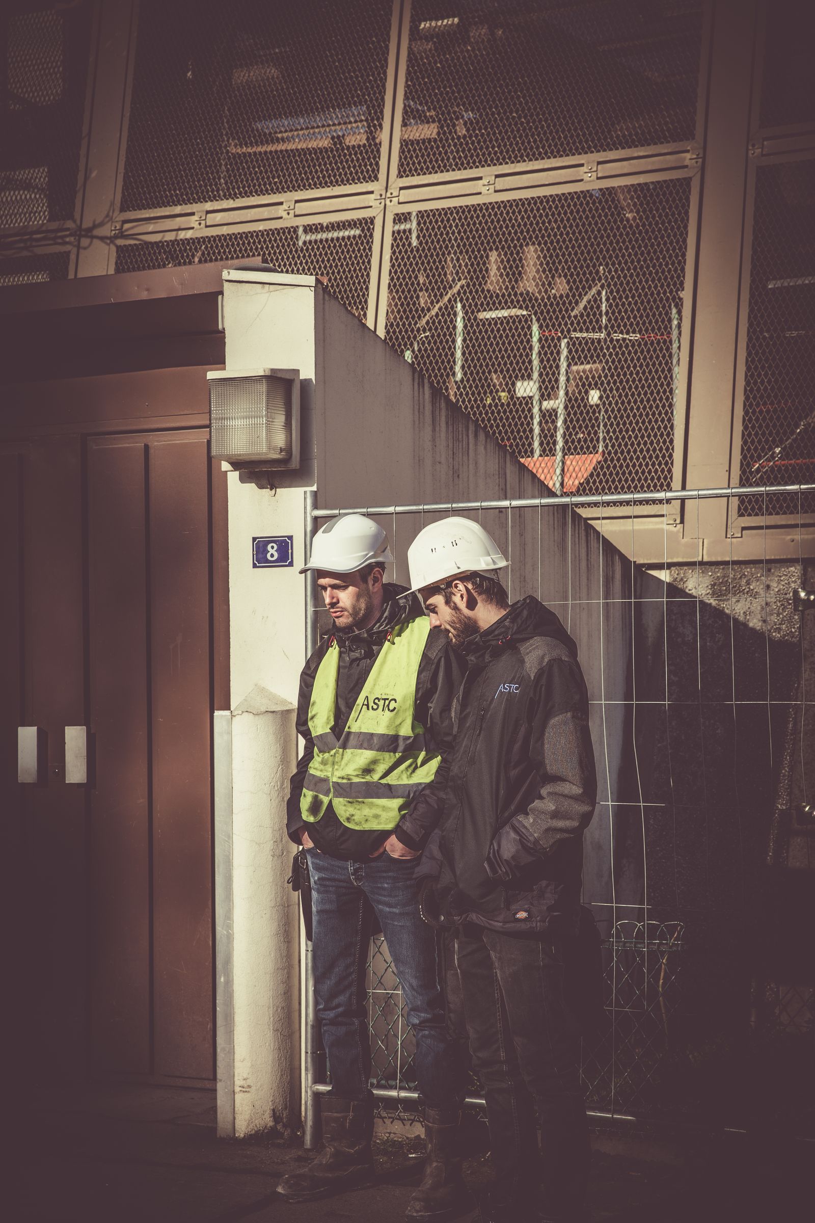 Construction workers at a building site